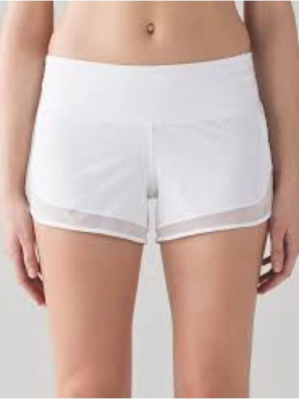 Lululemon Athletica White Mesh-Trim Athletic Running Shorts